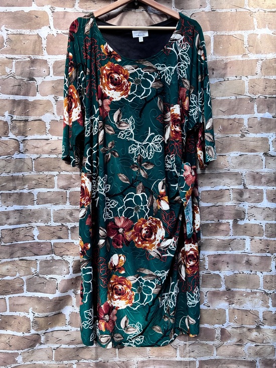 Signature by Robbie Bee Dresses & Skirts - Vtg Signature 2X Robbie Bee Teal Fall Floral Midi stretch Dress Rust Cream Bloom